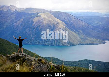 Nelson Lakes National Park, Nelson - Neuseeland 19/07/2016: Erkundung der berühmten Nelson Lakes National Park während der Wintersaison. Stockfoto