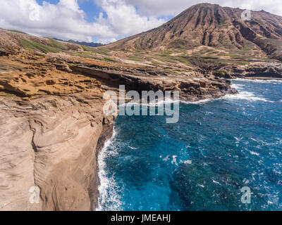 Blick auf das Meer und die Küste von Oahu Hawaii Stockfoto