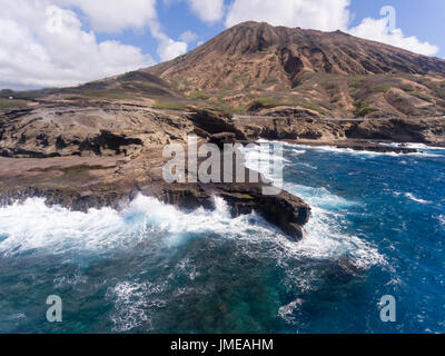 Blick auf das Meer und die Küste von Oahu Hawaii Stockfoto
