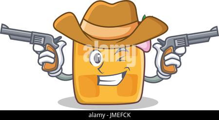 Cowboy Waffel Charakter Cartoon Design Vektor-illustration Stock Vektor