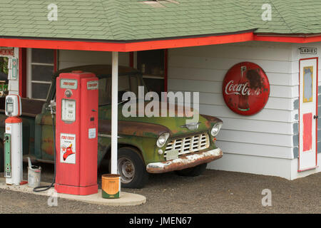 Tom Hennigars Oldtimer-Tankstelle, Whitman County, Washington Stockfoto