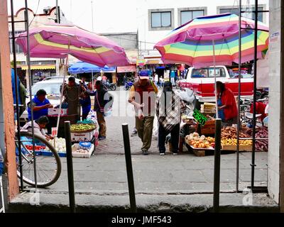 Anbieter und Käufer im outdoor-Markt, Mexiko-Stadt, Xochimilco, Mexiko. Stockfoto