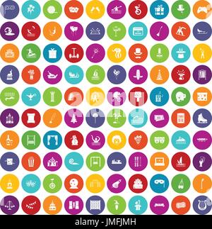 100 Unterhaltung Icons set Farbe Stock Vektor
