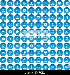 100 Headhunter Icons set blau Stock Vektor