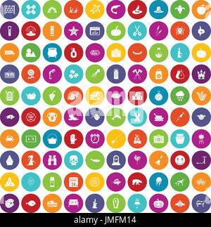 100 Herbstferien Icons set Farbe Stock Vektor