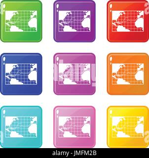 Karte Reisen von Columbus set 9 Stock Vektor