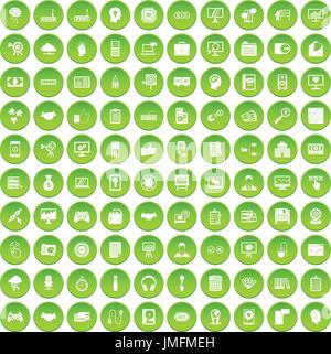 100 Web-Entwicklung-Icons set grün Stock Vektor