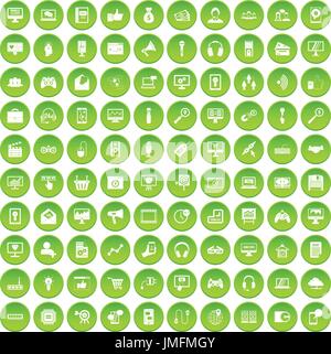 100 Web und mobile Icons set grün Stock Vektor