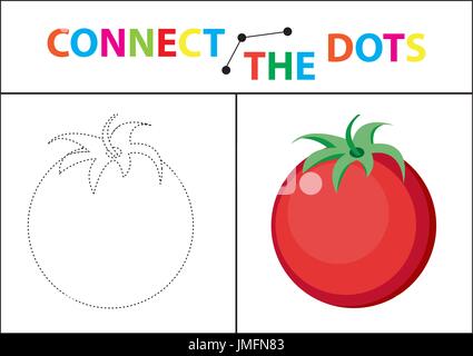 Kinder s-Lernspiel für motorische Fähigkeiten. Schließen Sie das Punkte-Bild. Für Kinder im Vorschulalter. Kreis auf der gepunkteten Linie und Farbe. Malvorlagen. Vektor-Illustration. Stock Vektor