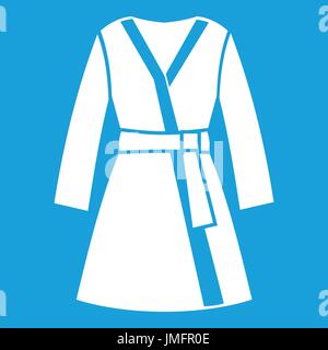 Bademantel-Symbol weiß auf blauem Hintergrund-Vektor-Illustration isoliert Stock Vektor