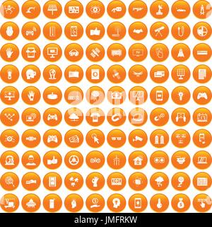 100 Hi-Tech Icons set orange Stock Vektor