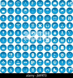 100 Outfit Icons set blau Stock Vektor
