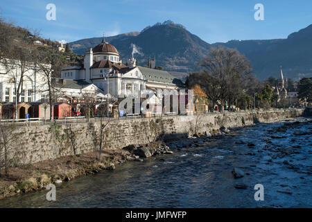 Europa, Italien, Trentino-Südtirol, Meran und Passer Fluss Stockfoto