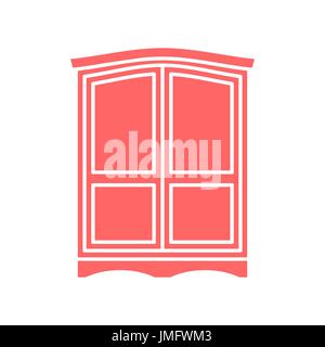 Garderobe Rosa-Symbol. Möbel für Kleidung. Vintage Schrank. Alten Retro-Kommode Stock Vektor