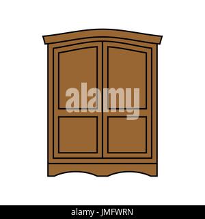 Kleiderschrank Holz retro. Möbel für Kleidung. Vintage Schrank. Alte Kommode Stock Vektor