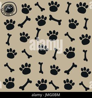Hund Weg und Knochen Muster nahtlos... Vektor-Illustration. Stock Vektor