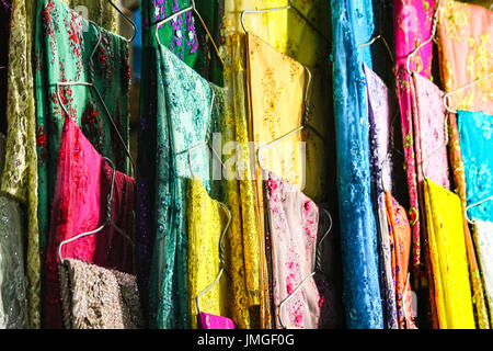 Textilien auf der Anzeige Stockfoto