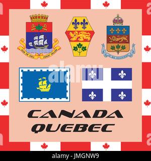 Offiziellen staatlichen Elemente des Kanada - Quebec Stock Vektor