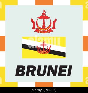 Offizielle Flaggen, Fahne und Wappen Arm von Brunei Stock Vektor