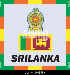 Offizielle Flaggen, Fahne und Wappen Arm von Sri Lanka Stock Vektor