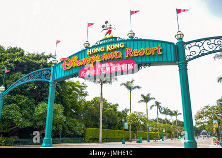 Disneyland Eingang Signage, Hong Kong Disneyland Stockfoto