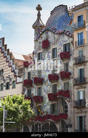 Casa Batllo in Barcelona, Spanien. 23. April 2017 von berühmten Antoni Gaudi entworfene Barcelona, Spanien Stockfoto