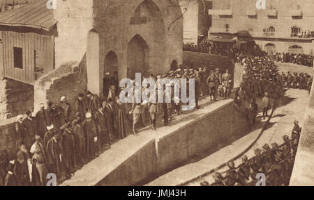 Kriegerisches Gesetz Proklamation, Turm Davids, Jerusalem, ww1 Stockfoto