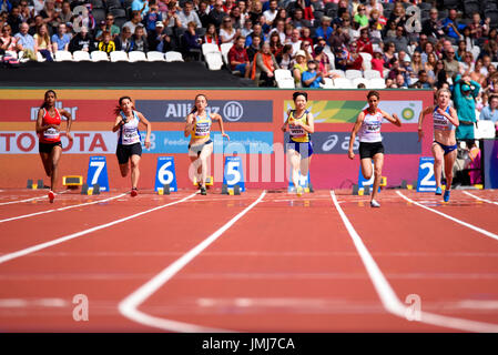 Georgina Hermitage im Wettbewerb mit der T37 100m bei den Para Leichtathletik-Weltmeisterschaft in London Stadium Stockfoto