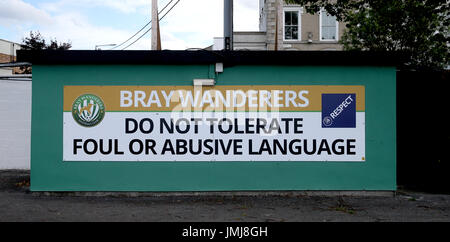 Einen allgemeinen Überblick über The Carlisle Grounds, Heimat von Bray Wanderers Fußballverein. PRESSEVERBAND Foto.  Bild Datum: Donnerstag, 27. Juli 2017.  Bray Wanderers Vorsitzenden Gerry Mulvey kürzlich eine Erklärung, die Benennung von Wicklow County Council als "Nordkorea von Irland für die Wirtschaft" veröffentlicht. Vgl. PA Geschichte Fußball Bray. Bildnachweis sollte lauten: Niall Carson/PA Wire Stockfoto