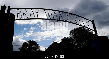 Einen allgemeinen Überblick über The Carlisle Grounds, Heimat von Bray Wanderers Fußballverein. Stockfoto