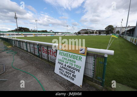 Einen allgemeinen Überblick über The Carlisle Grounds, Heimat von Bray Wanderers Fußballverein. Stockfoto