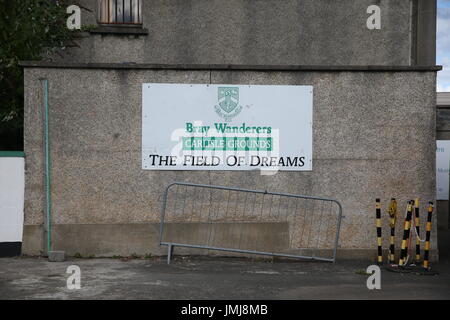 Einen allgemeinen Überblick über The Carlisle Grounds, Heimat von Bray Wanderers Fußballverein. Stockfoto