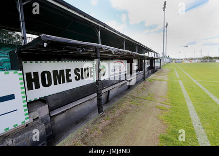 Einen allgemeinen Überblick über The Carlisle Grounds, Heimat von Bray Wanderers Fußballverein. Stockfoto