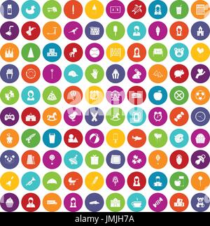100 Kind Zentrum Icons set Farbe Stock Vektor