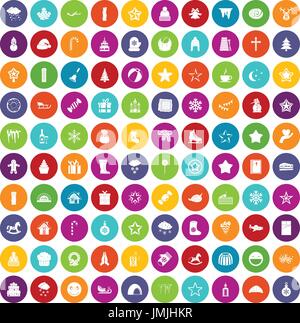100 Weihnachts-Icons set Farbe Stock Vektor