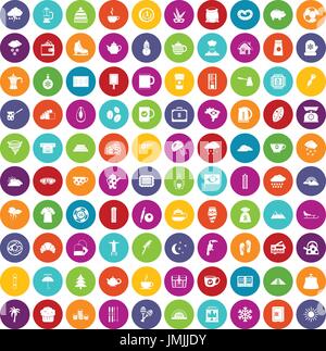 100 Kaffee Tasse Icons set Farbe Stock Vektor