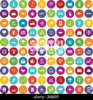 100 Kommunikation Icons set Farbe Stock Vektor