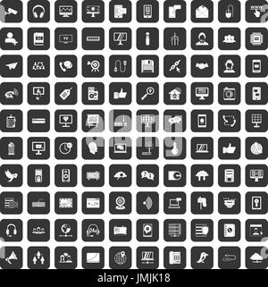 100 Kommunikation Icons set schwarz Stock Vektor