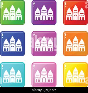 Kinder Haus Schloss set 9 Stock Vektor