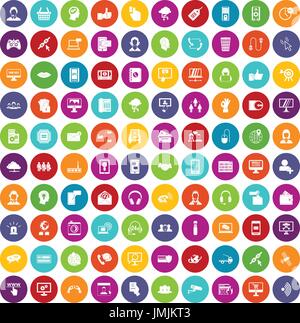 100 Kontakt Symbole festlegen der Farbe Stock Vektor