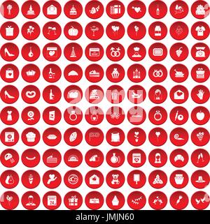 100 Kuchen Icons set rot Stock Vektor