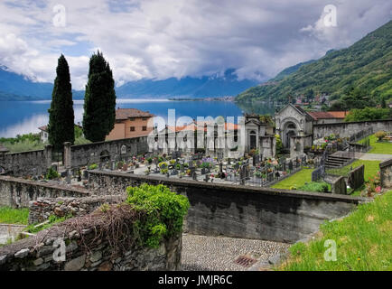 Friedhof Domaso Comer See, Lombardei in Italien Stockfoto