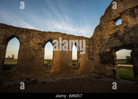 Die Ruinen der St. Johns Lutheran Church in Ridgeway, Iowa. Stockfoto