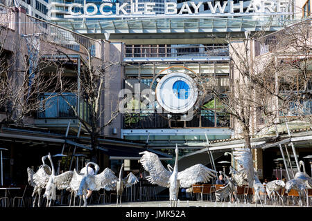 Tanzen Brolgas Brunnen in der Cockle Bay Wharf in Sydney Darling Harbour, New South Wales, Australien Stockfoto