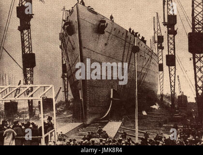 1925 - Launch der HMS Rodney von Princess Royal Stockfoto