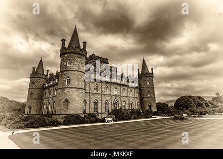 Inveraray Castle in westlichen Schottland, am Ufer des Loch Fyne. Stockfoto