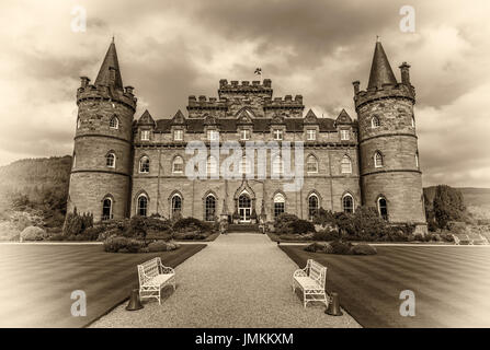 Inveraray Castle in westlichen Schottland, am Ufer des Loch Fyne. Stockfoto