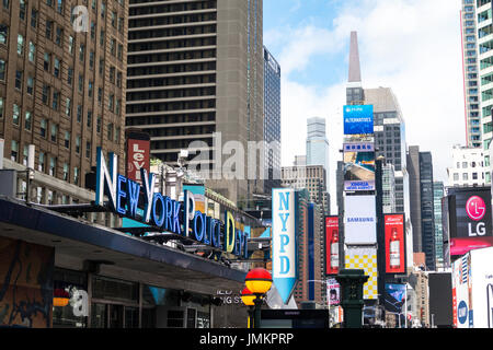 New York Police Department Station, Times Square, New York City Stockfoto