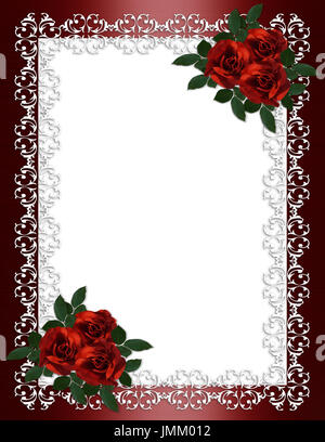 Ornamentrahmen Rote Rosen Auf Burgund Fur Grenze Hochzeit Einladung Zur Verlobung Oder Hintergrund Mit Textfreiraum Satin Stockfotografie Alamy