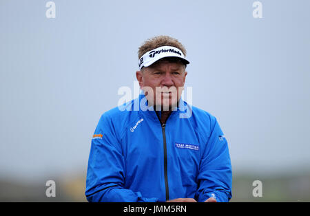 Golfclub Royal Porthcawl, Bridgend, UK. 27. Juli 2017. Verteidigung von Meister Paul Broadhurst Englands am 13. Loch in der ersten Runde des The Senior Open Championship in Royal Porthcawl Golf Club. Bildnachweis: David Partridge/Alamy Live-Nachrichten Stockfoto